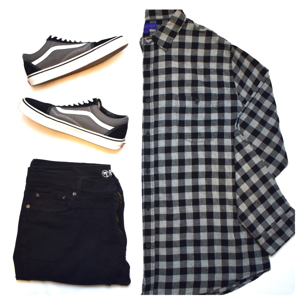 Black and Grey Flannel Shirt